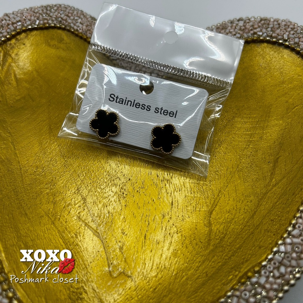 Black Clover Stainless Steel Earrings
